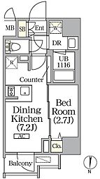 ボアビスタ上野御徒町 1DKの間取図画像