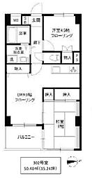 ラ・フォレ根岸 2DKの間取図画像