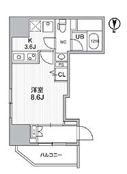 ディームス入谷1 1Kの間取図画像