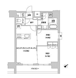 メトロステージウエノ 2LDKの間取図画像