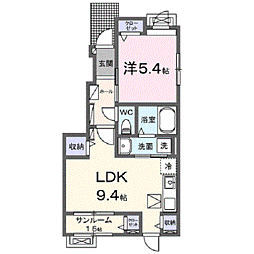 シャルム　アシュリー 101 1階1LDKの間取り