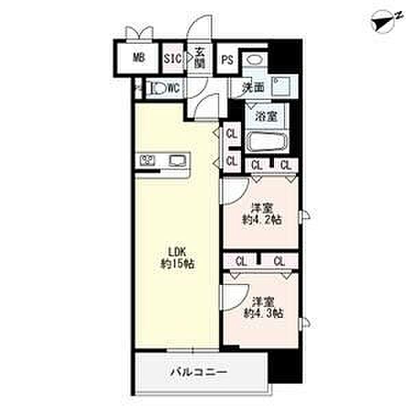 ザ・シンフォニア新栄THE SINFONIA SHINSA 609｜愛知県名古屋市中区新栄２丁目(賃貸マンション2LDK・6階・57.85㎡)の写真 その2