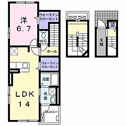 アルバーダ　陸前 3階1LDKの間取り