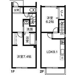 シャンテ II 1階2LDKの間取り