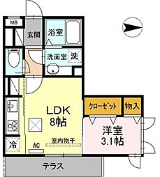 パーチェ浄心 1LDKの間取図画像