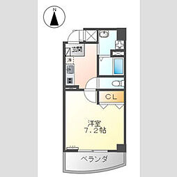 グランソレイユ 4階1Kの間取り