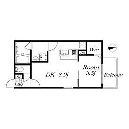 FAMILY　STAGE烏森 2階1DKの間取り