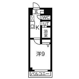 サンパティーク東片端 1Kの間取図画像