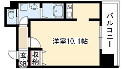 ルシェット白川公園 5階ワンルームの間取り