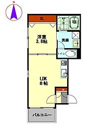 Hershey 1LDKの間取図画像