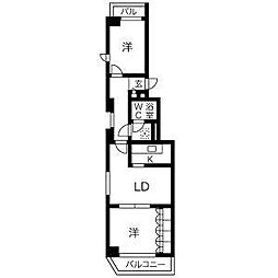 レインボー千代田橋 2LDKの間取図画像