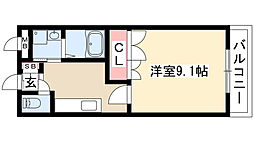 グランディールU 1Kの間取図画像