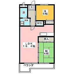 グレイス犬飼 3階2LDKの間取り
