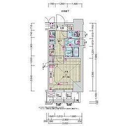 プレサンス高畑ルミア 1204 12階1Kの間取り