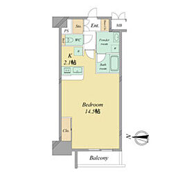グラヴィス鶴舞 3階ワンルームの間取り