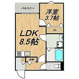 LECOCON中村 1LDKの間取図画像