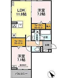 カーサ・セレナ 2LDKの間取図画像