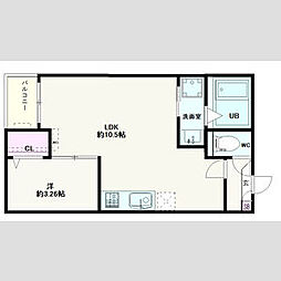 Jack rokubanI 1LDKの間取図画像