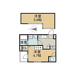 ハーモニーテラス城木町2 ワンルームの間取図画像