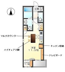 トウリ ルームズ徳川東 ワンルームの間取図画像