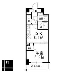 プレスティ則武 1DKの間取図画像