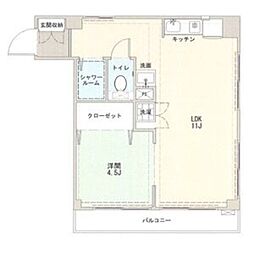 UrbanBlanc金山 1LDKの間取図画像