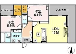 セレスティア檀溪通 2LDKの間取図画像