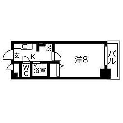 ベル名駅 1Kの間取図画像