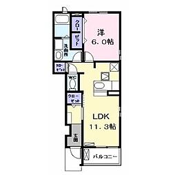 リアン 1LDKの間取図画像