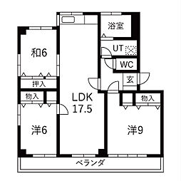 パークウエスト貴船B棟 3LDKの間取図画像