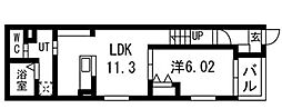 リヴェール元中野II 1LDKの間取図画像