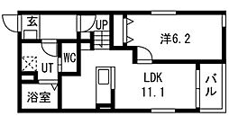 リヴェール元中野II 1LDKの間取図画像