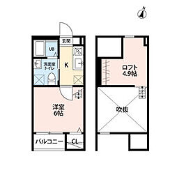 Clover 1Kの間取図画像