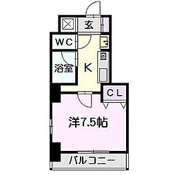 C&Mノリタケ 1Kの間取図画像