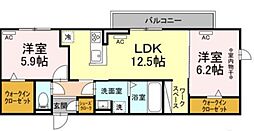 grace TSUKATA 2LDKの間取図画像