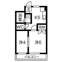 コーポ川原 2DKの間取図画像