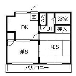 サンハイツ 2DKの間取図画像