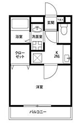 アンプルールリーブルルーアン 1Kの間取図画像