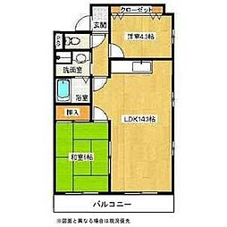 センターヒル橘 2LDKの間取図画像
