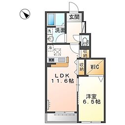 フェリース焼山 1LDKの間取図画像