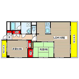 ディアコート村瀬 2LDKの間取図画像