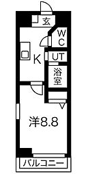 サンパティーク東片端 1Kの間取図画像