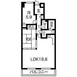 アメニティ雁道 2LDKの間取図画像