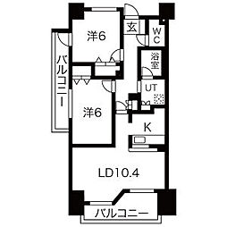 ヴィラエーデル大須 2LDKの間取図画像