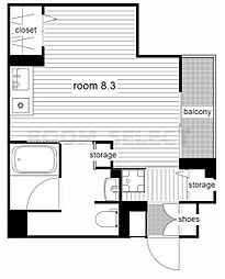 パークアクシス新栄 ワンルームの間取図画像
