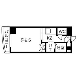 ライジングヴィラ葵 1Kの間取図画像