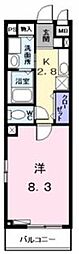 ビバローザ 1Kの間取図画像