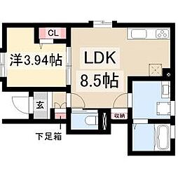 リーブルファイン日比津町1号棟 1LDKの間取図画像