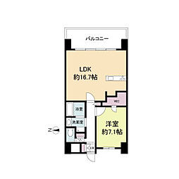ラドゥセール山王 1LDKの間取図画像