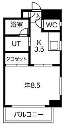 ライジングヴィラ葵 1Kの間取図画像
